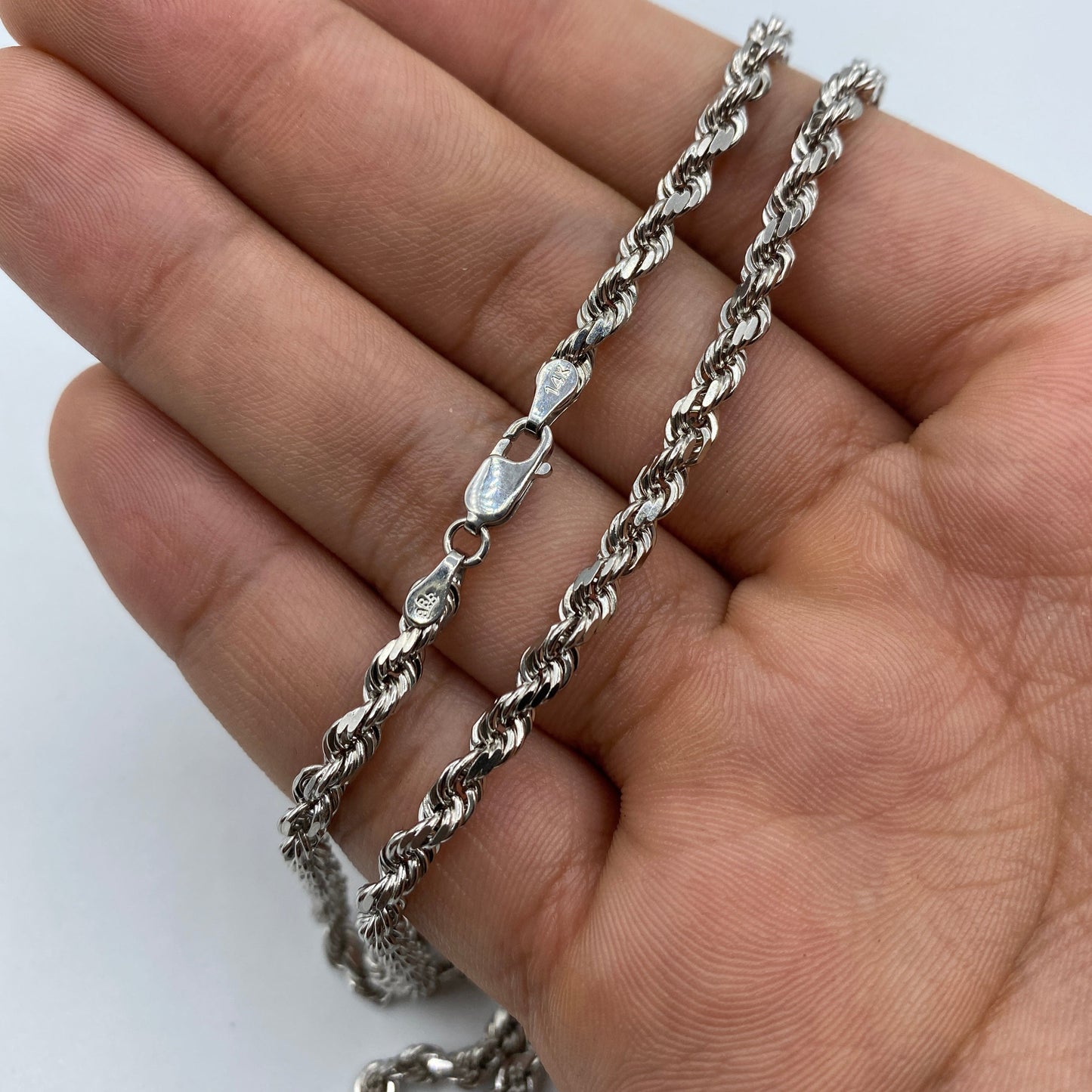 14K White Gold 4.2MM Rope Chain 18-26"