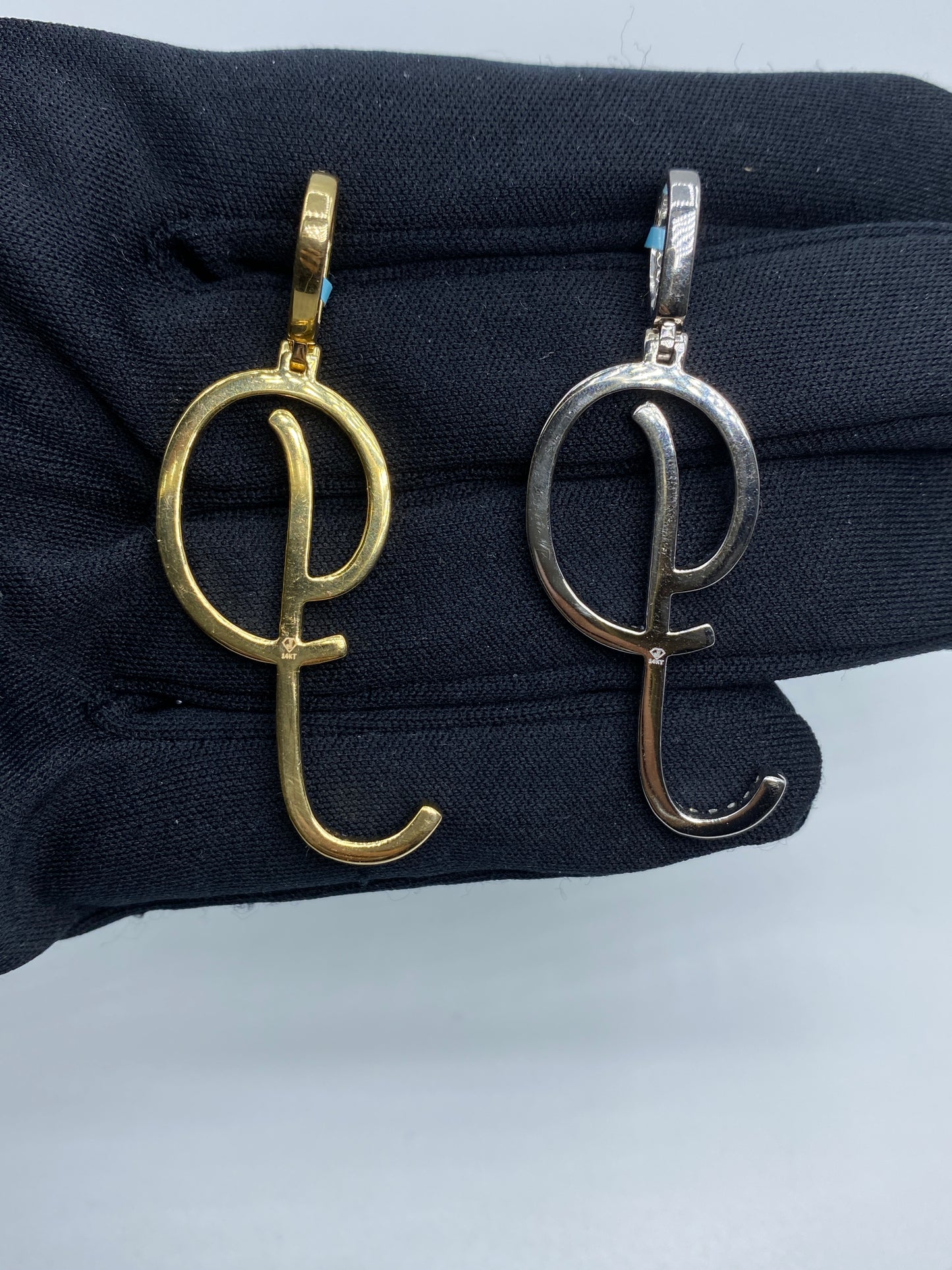 14k Initial P Large Script Pendant