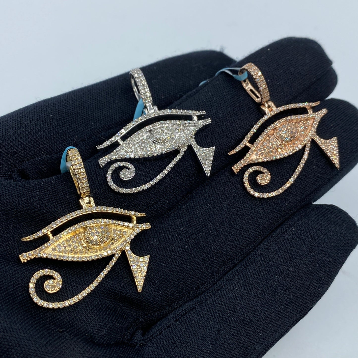 14K Eygptian Eye of Horus Diamond Pendant