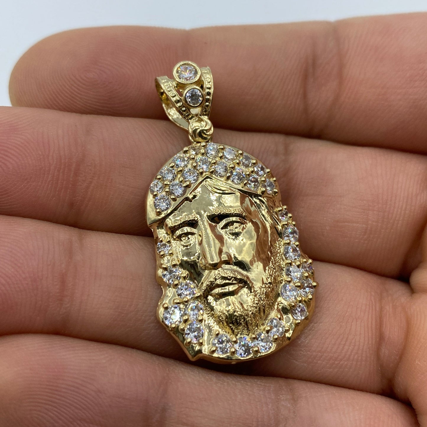 14K Jesus Head Pendant 1.5"