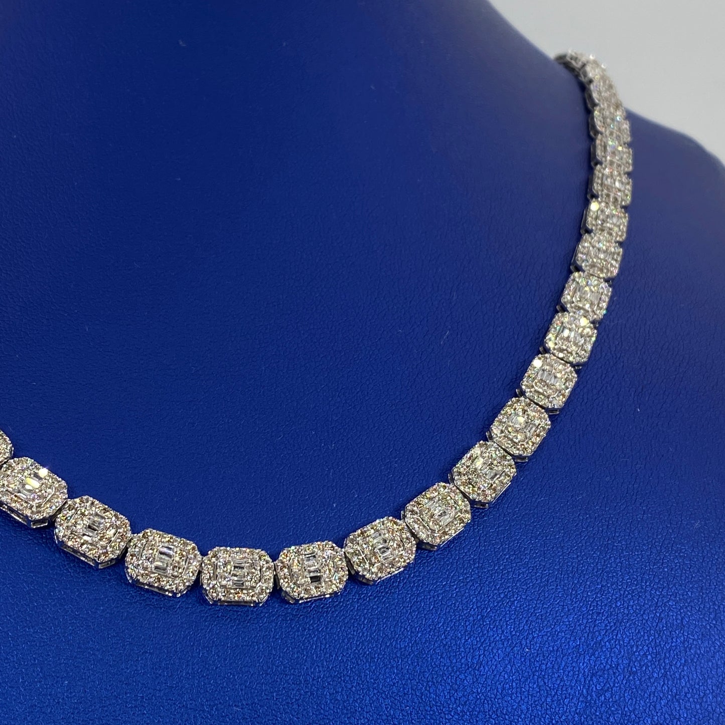 10K 7.5MM Rectangle Diamond Baguette Link Chain 20"