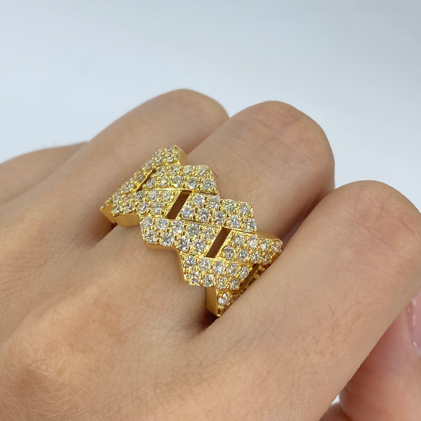 14K Cuban Link Eternity Diamond Ring