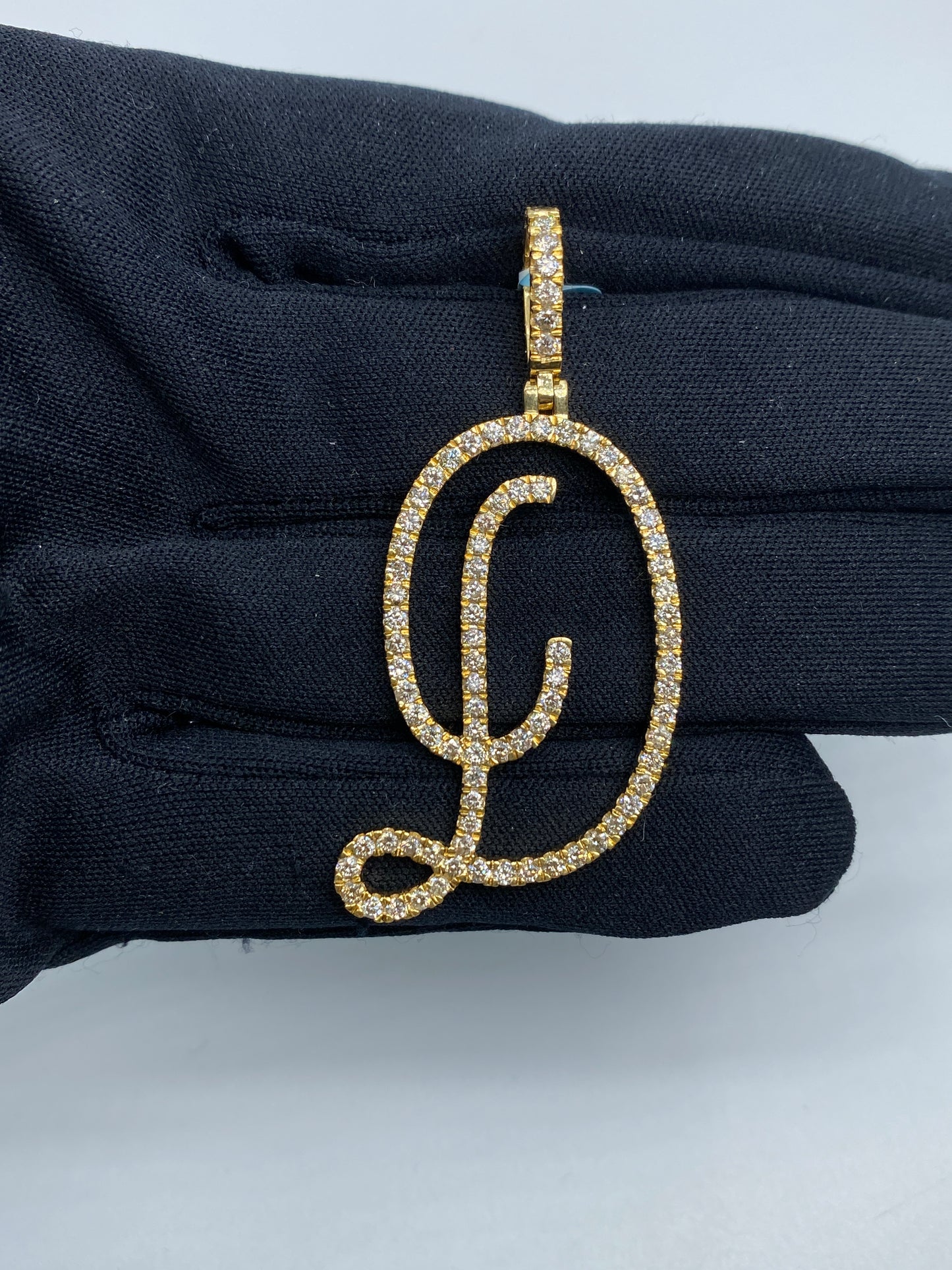 14k Initial D Large Script Pendant