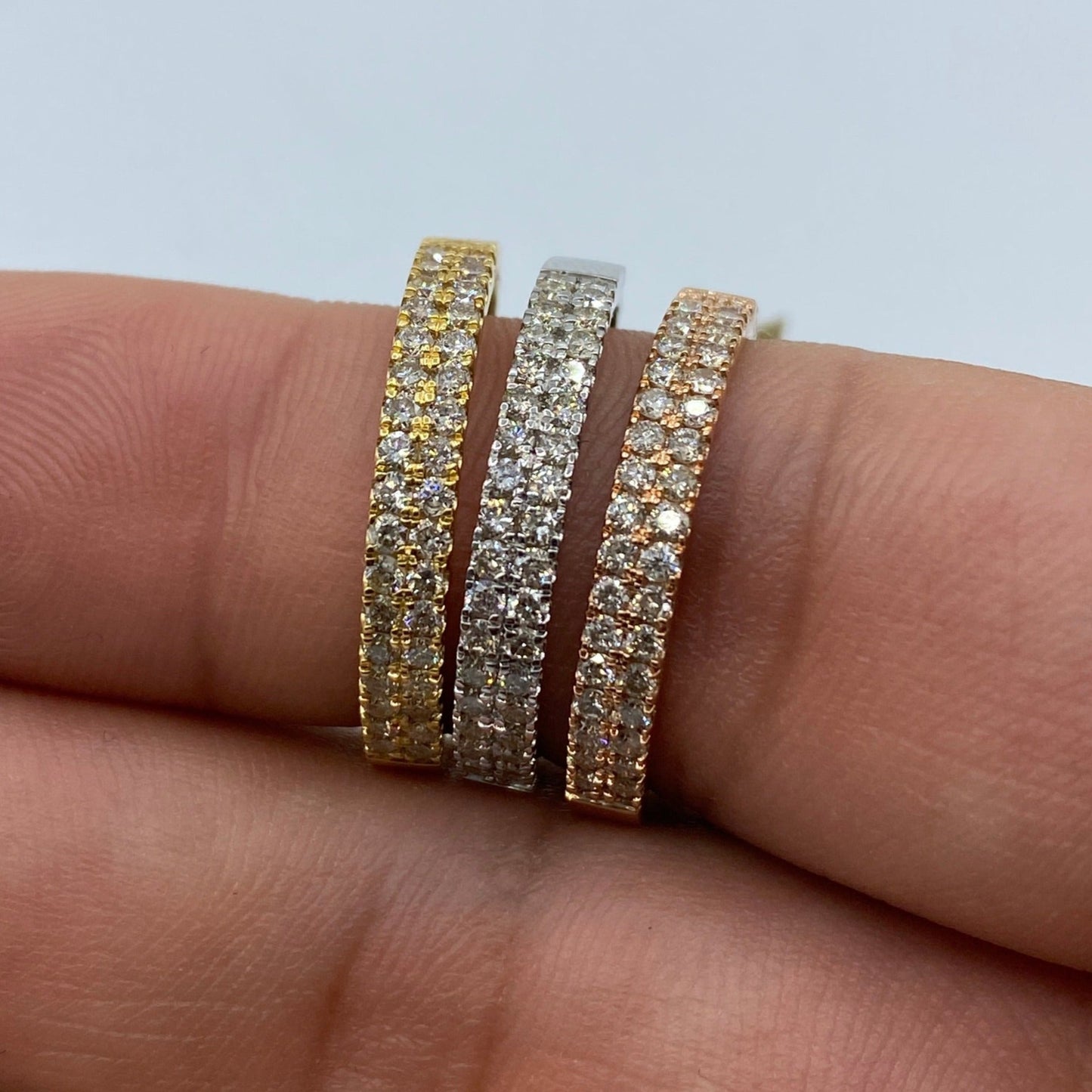 10K Double Banded Diamond Ring