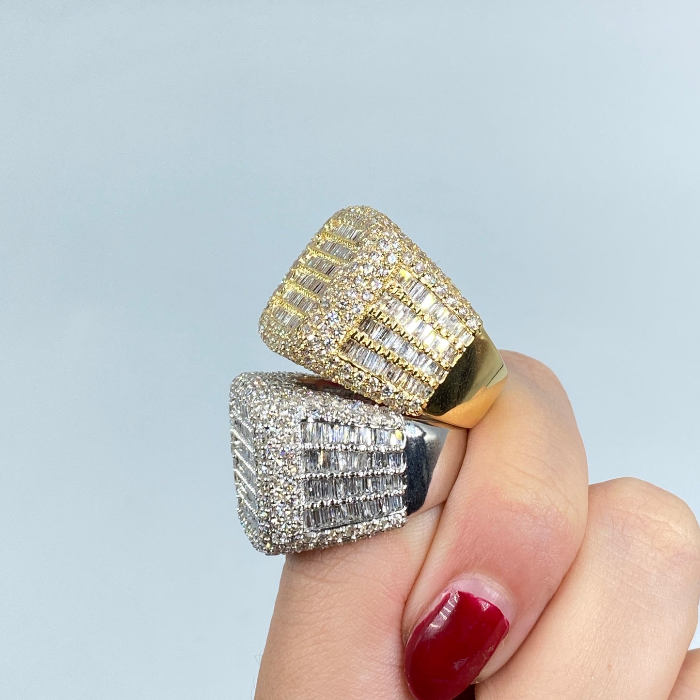 14K Jumbo Stacked Diamond Baguette Ring