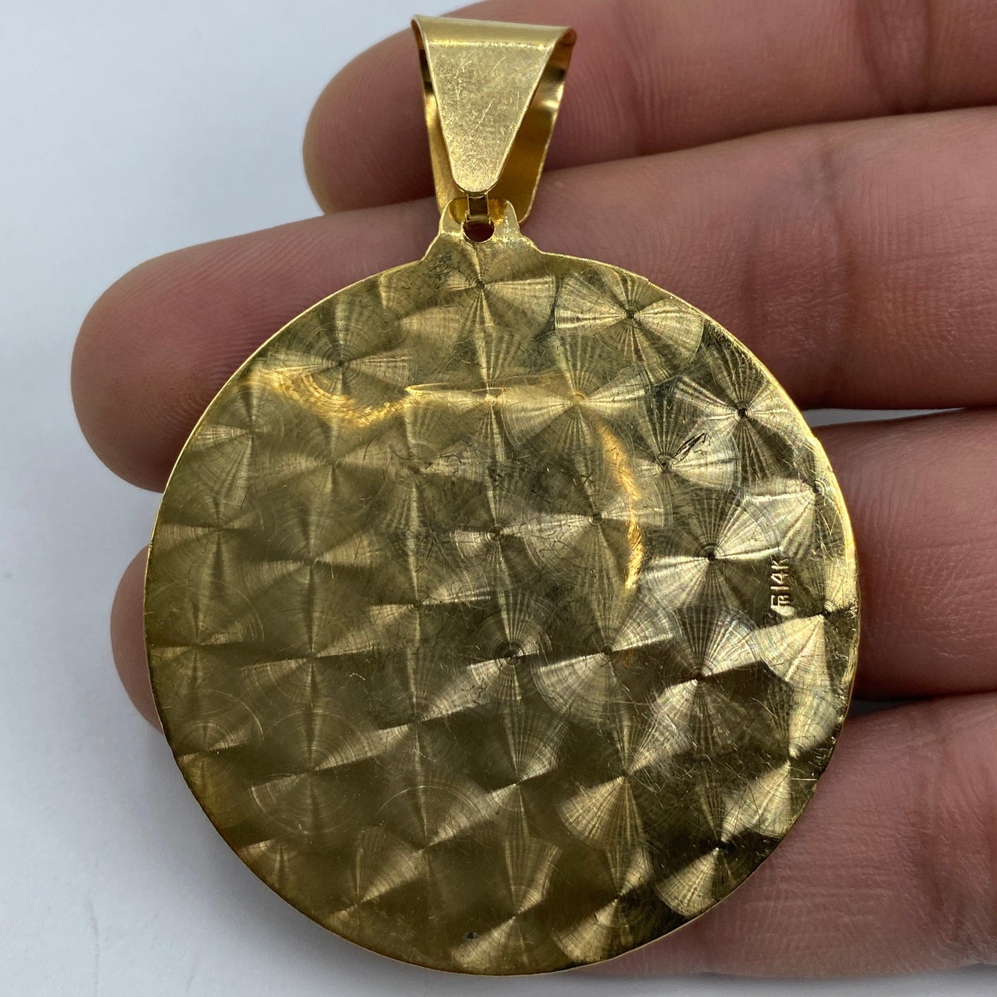 14K Saint Caridad del Cobre Round Medallion Pendant 2.5"