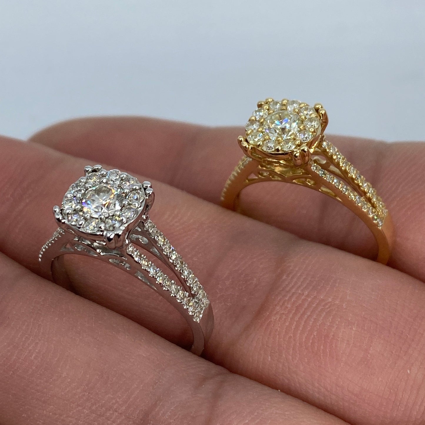 14K Square Flower Diamond Engagement Ring