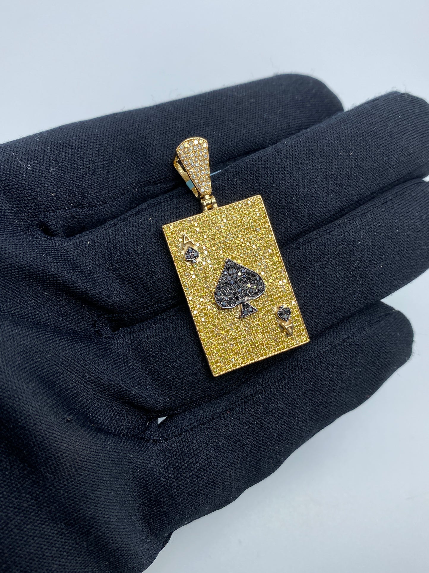 14k Ace of Spades Playing Card Pendant