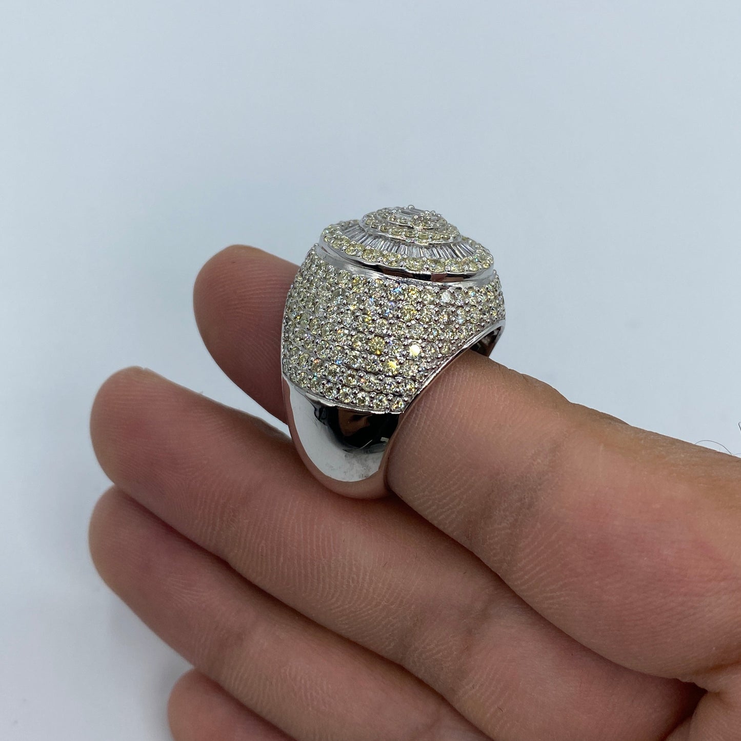 14K Circle Dome Diamond Baguette Ring