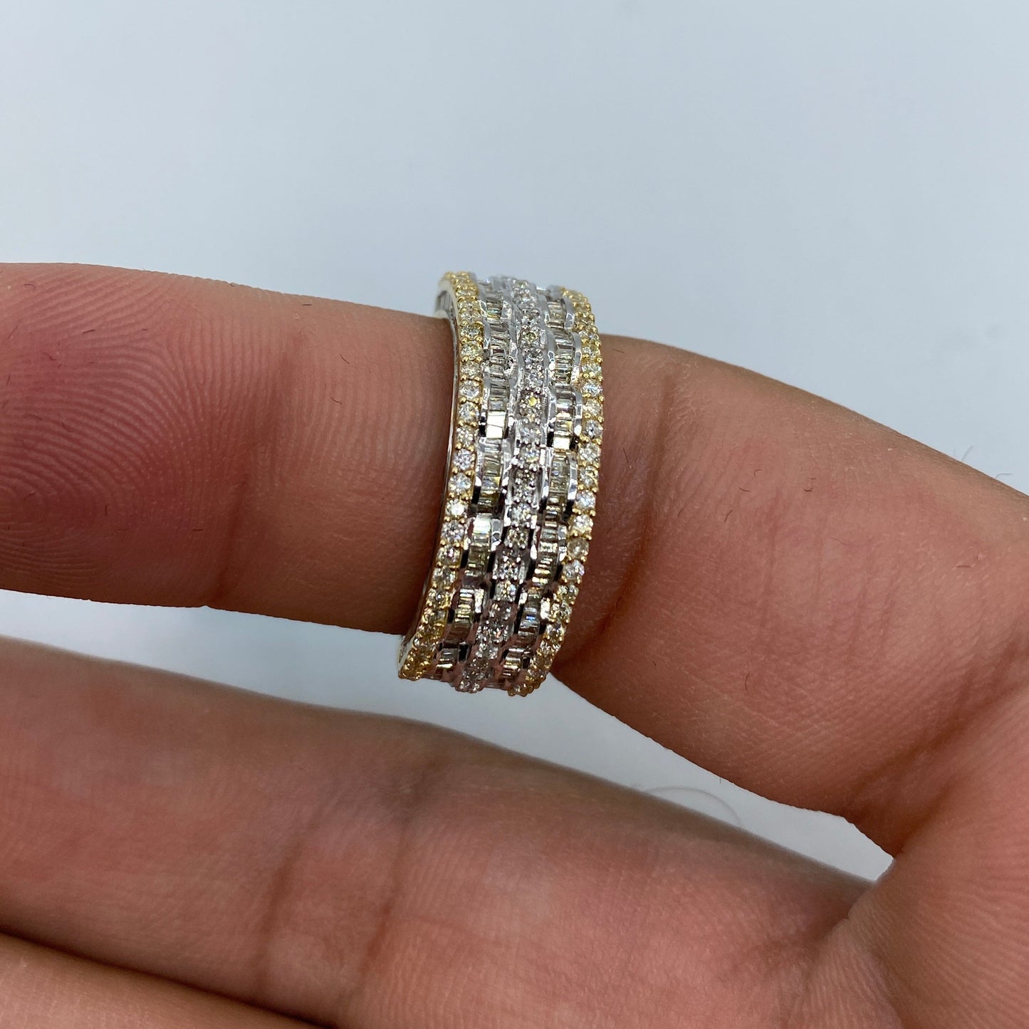 14K Double Cuffs Diamond Baguette Band