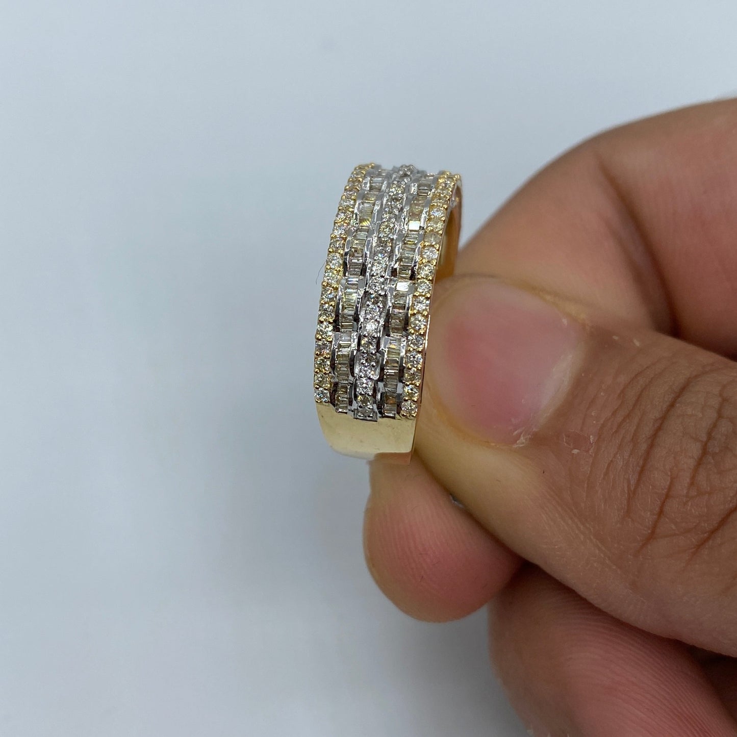 14K Double Cuffs Diamond Baguette Band