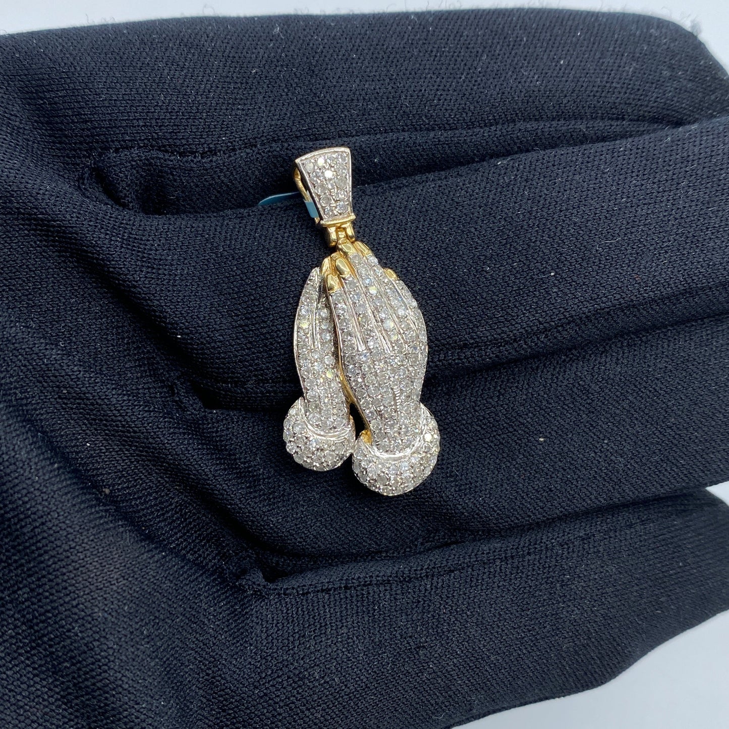 14K Praying Hands Diamond Pendant