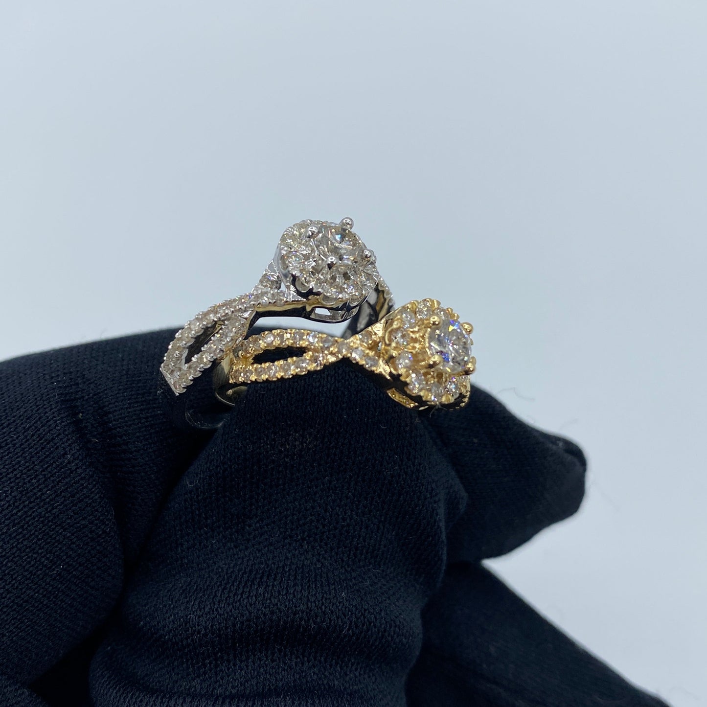 14K Large Center Stone with Infinity Band Diamond Engagement Ring