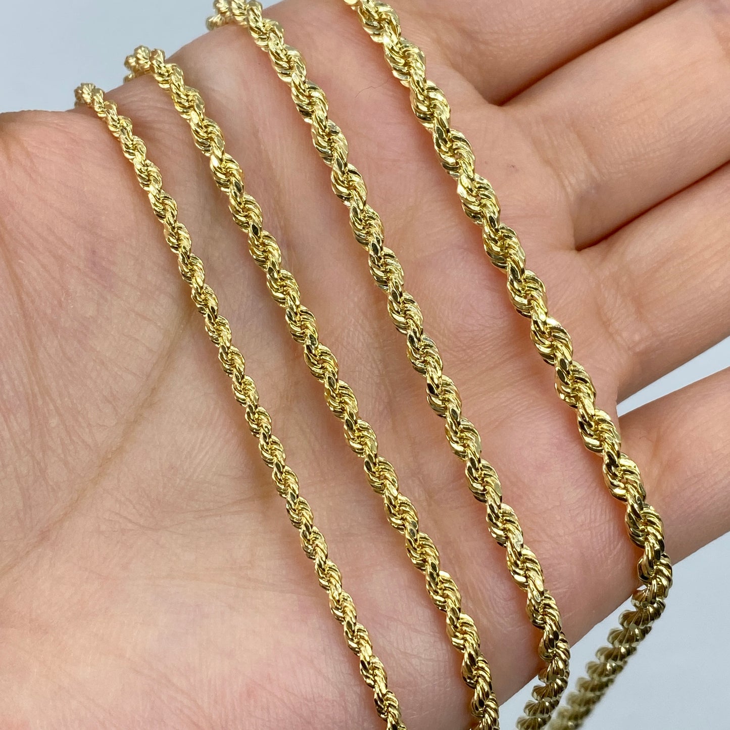 Rope Chain Necklace Real 10K Yellow Gold Full Collection