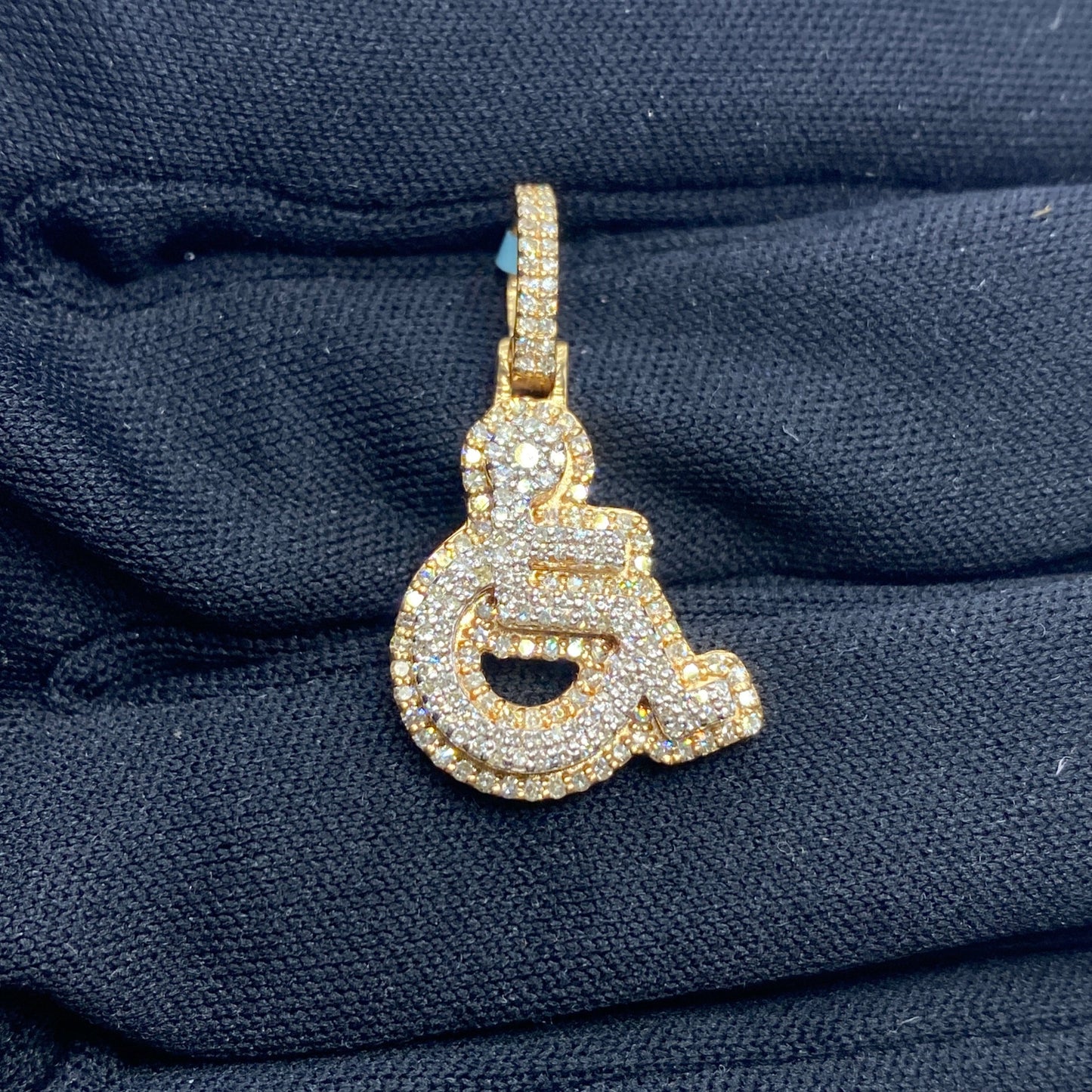 14K Handicap Wheelchair Diamond Pendant