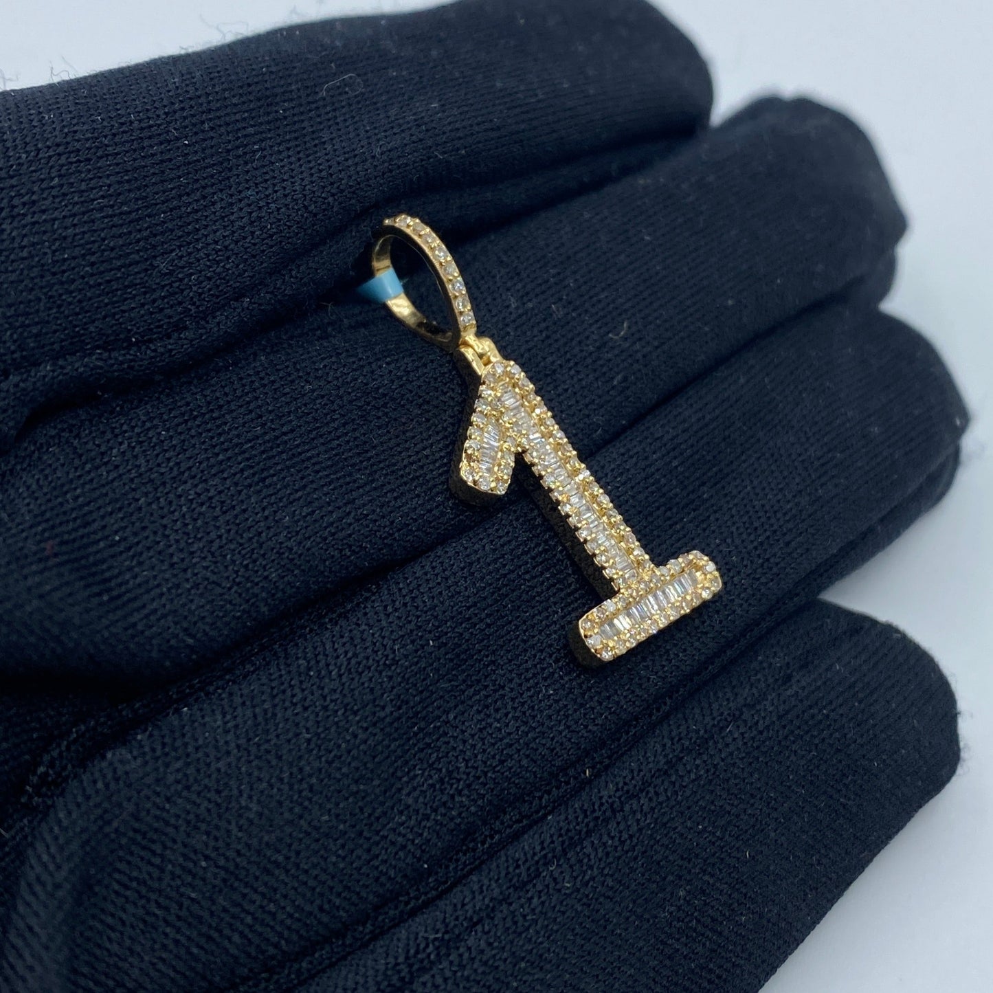 14k Number 1 Diamond Baguette Pendant
