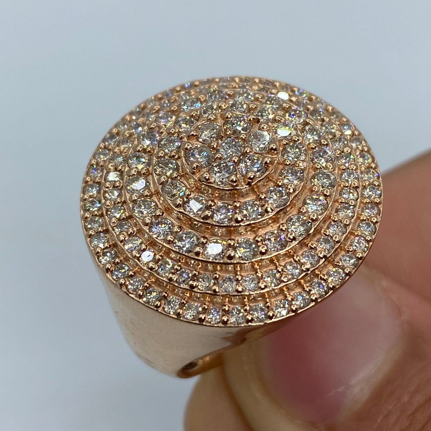 14K Flat Cake Diamond Ring