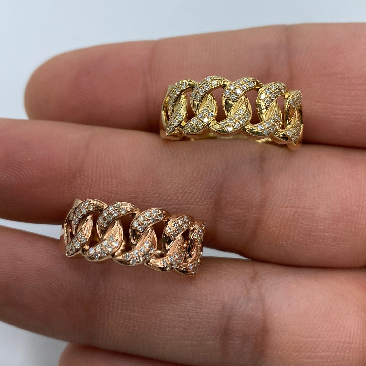 10K Cuban Link Diamond Ring (9mm)