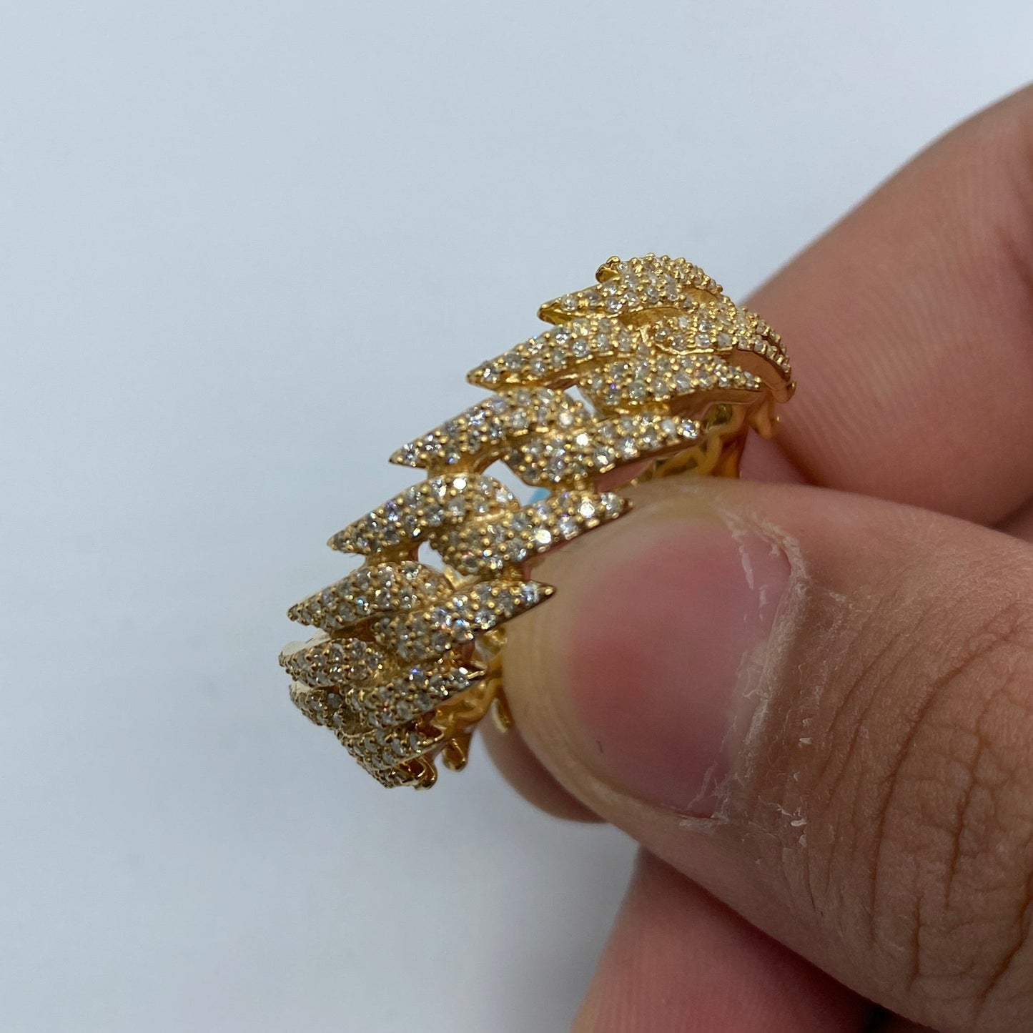 14K Gold 10MM Eternity Cuban Thorn Diamond Ring