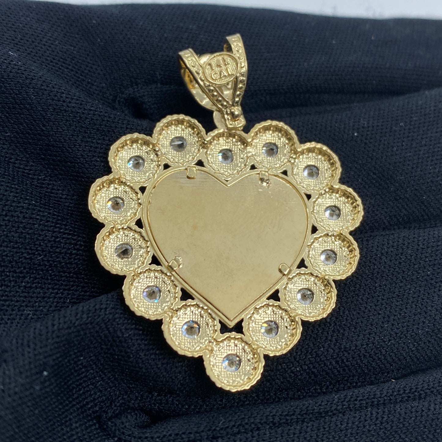 14K Heart Picture Photo Pendant