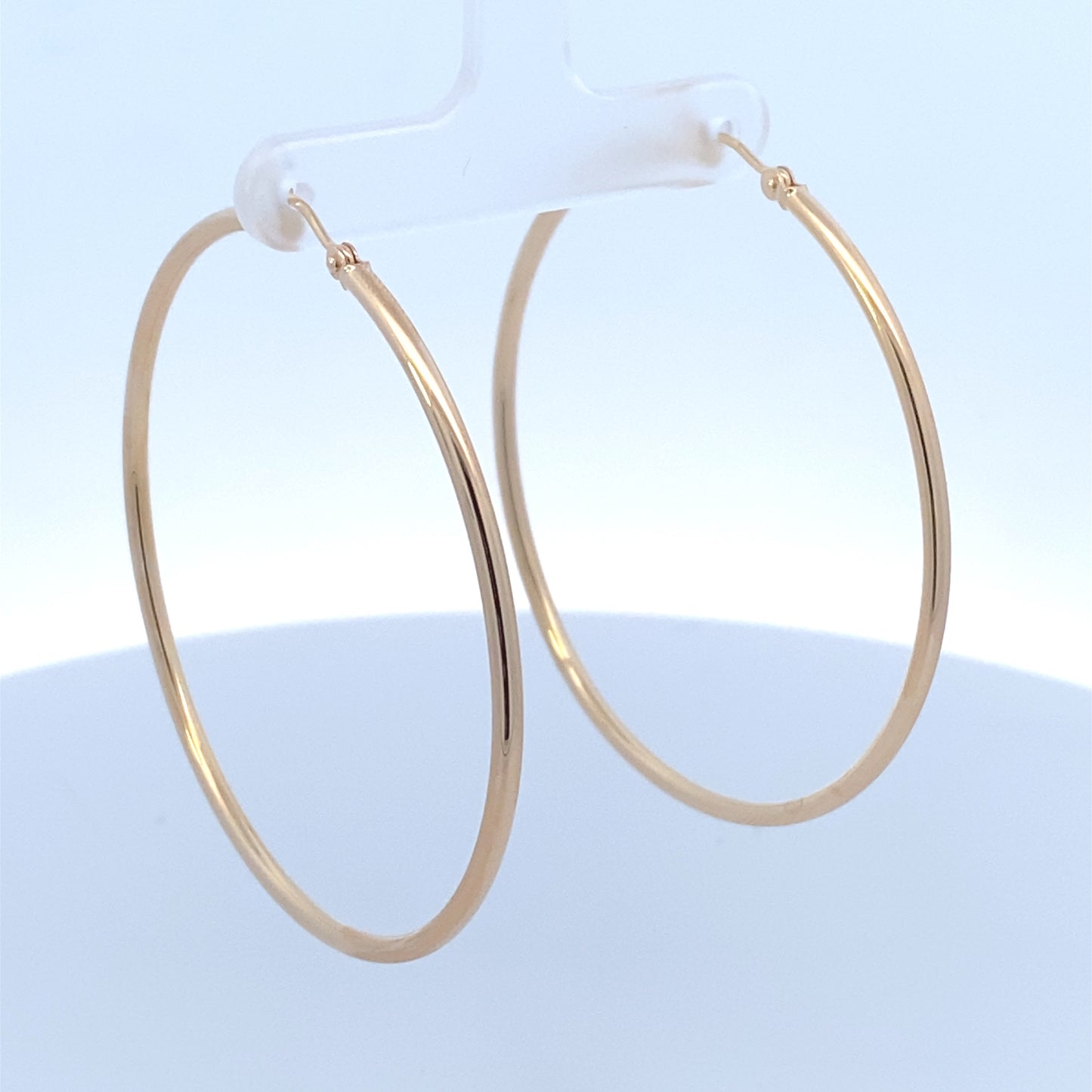 14K Gold Large 2MM Hoop Earrings