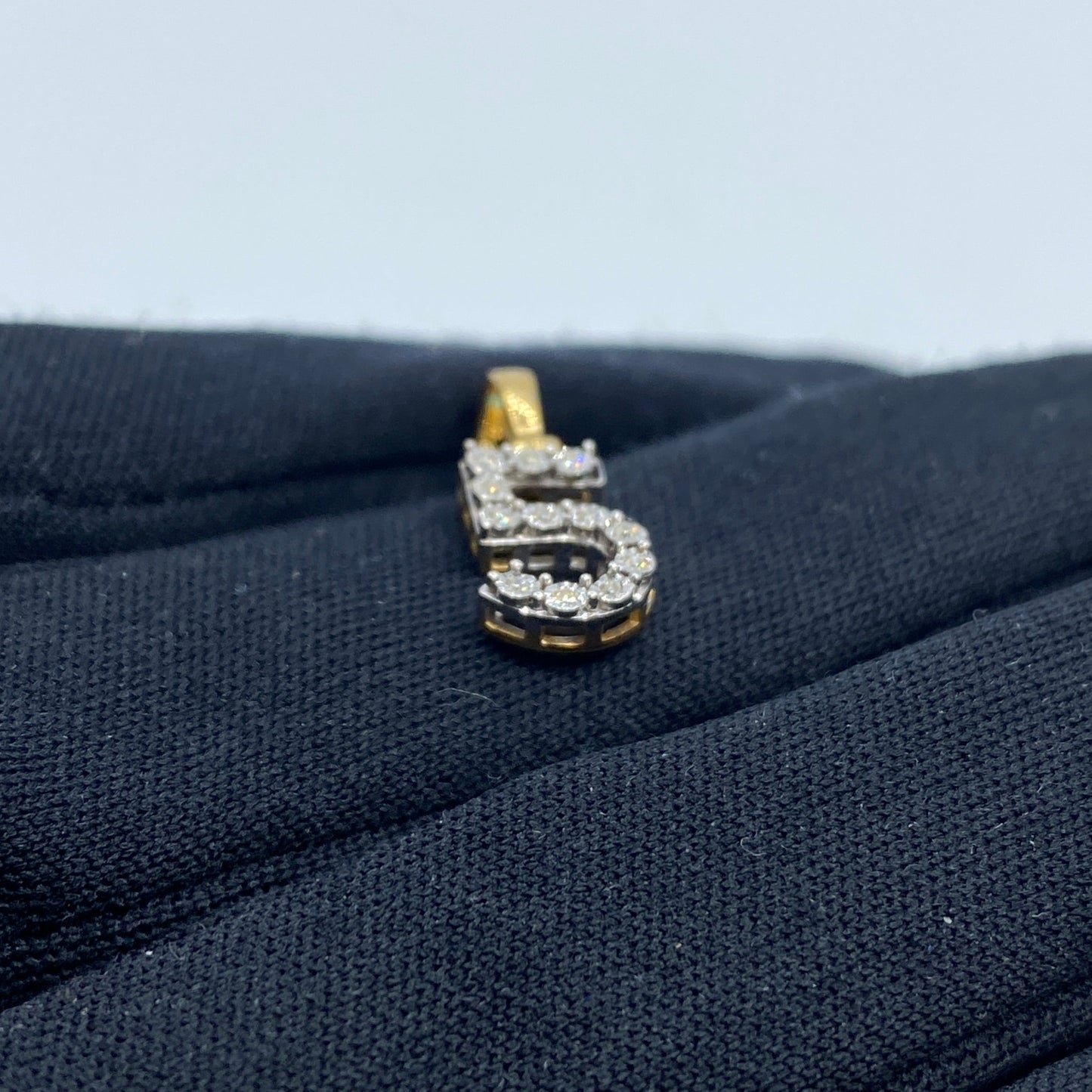 14k Number 5 Diamond Pendant