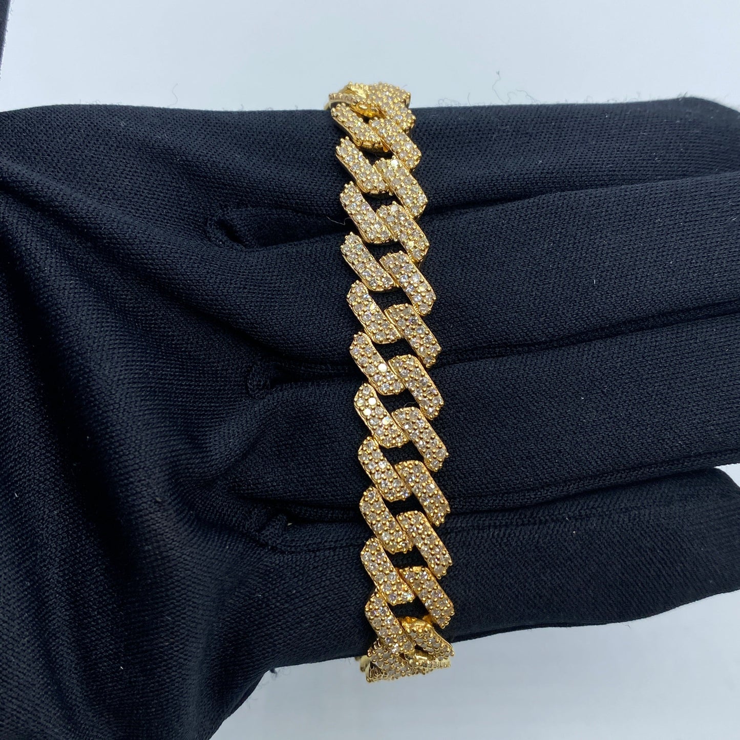 10K 10MM Cuban Link Diamond Bracelet 7.5"