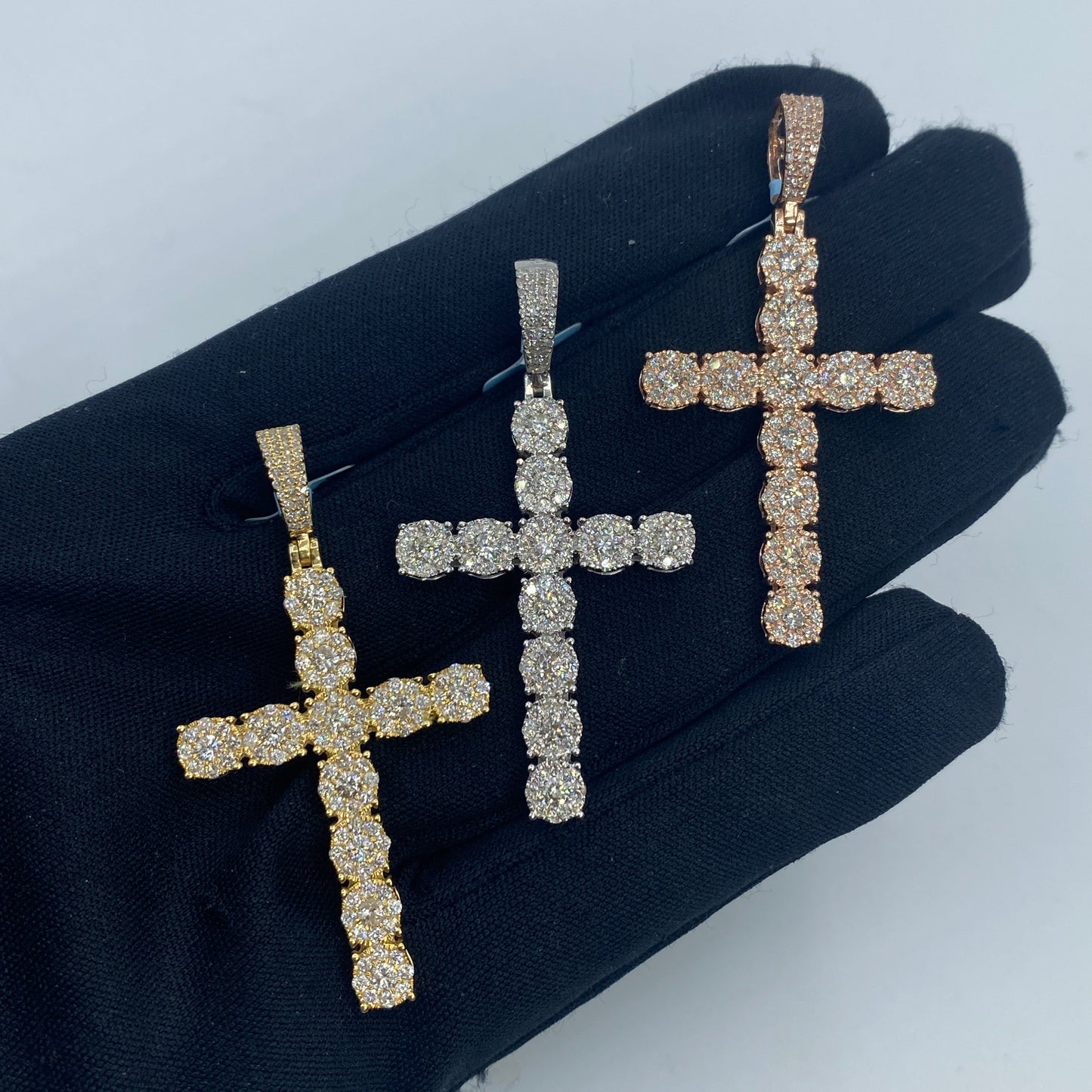 14K Cross Circle Diamond Pendant