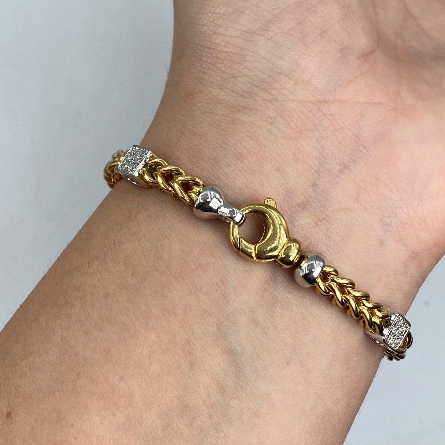 18K Box Cuban Diamond Bracelet