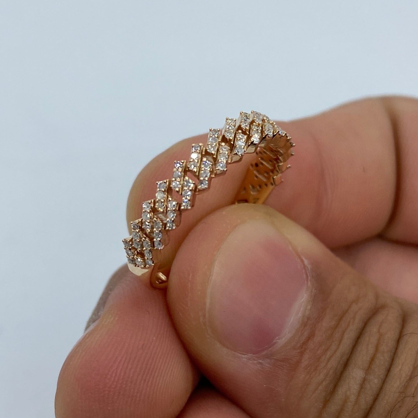 10K Classic Cuban Link Diamond Ring