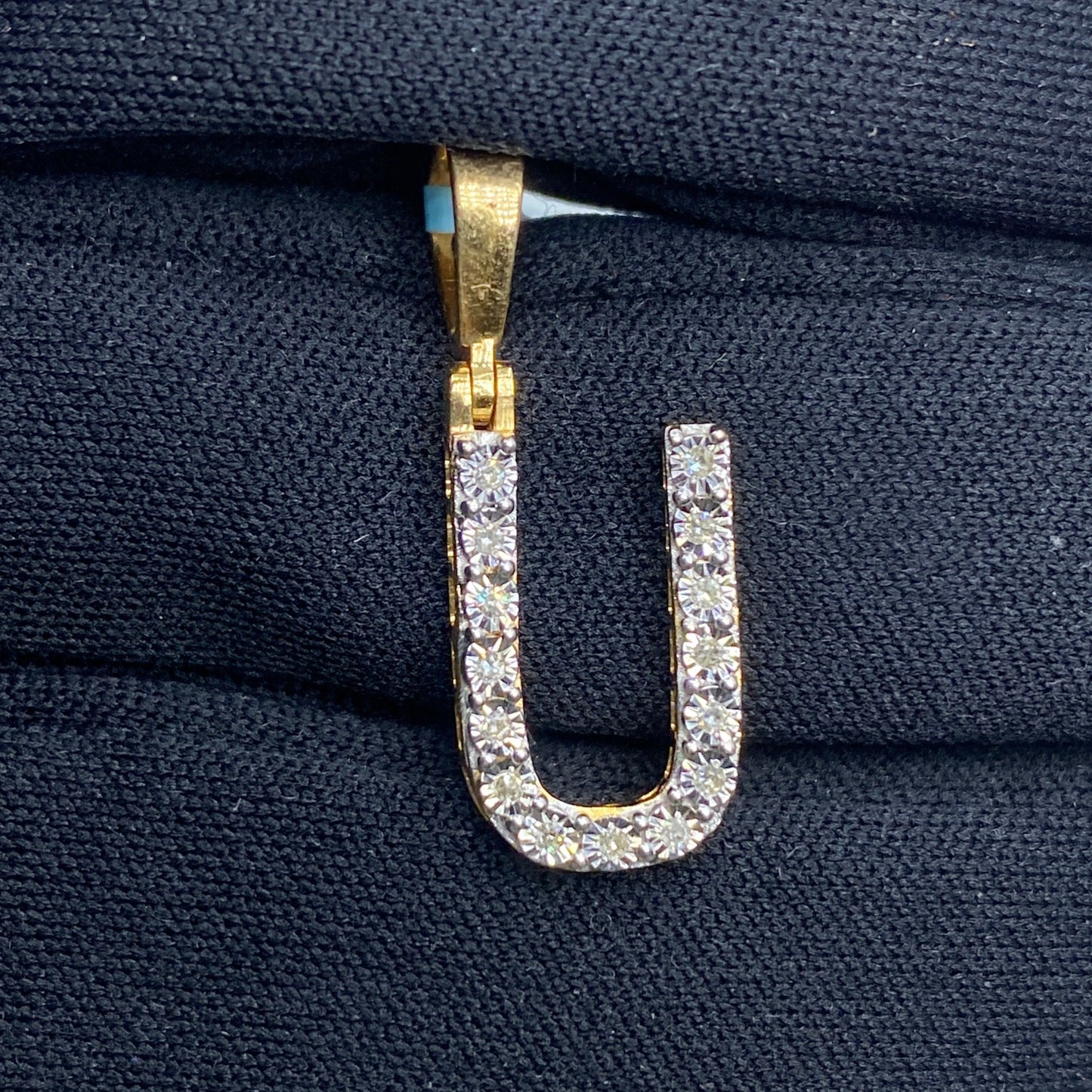 14k Single Stone Initial U Pendant
