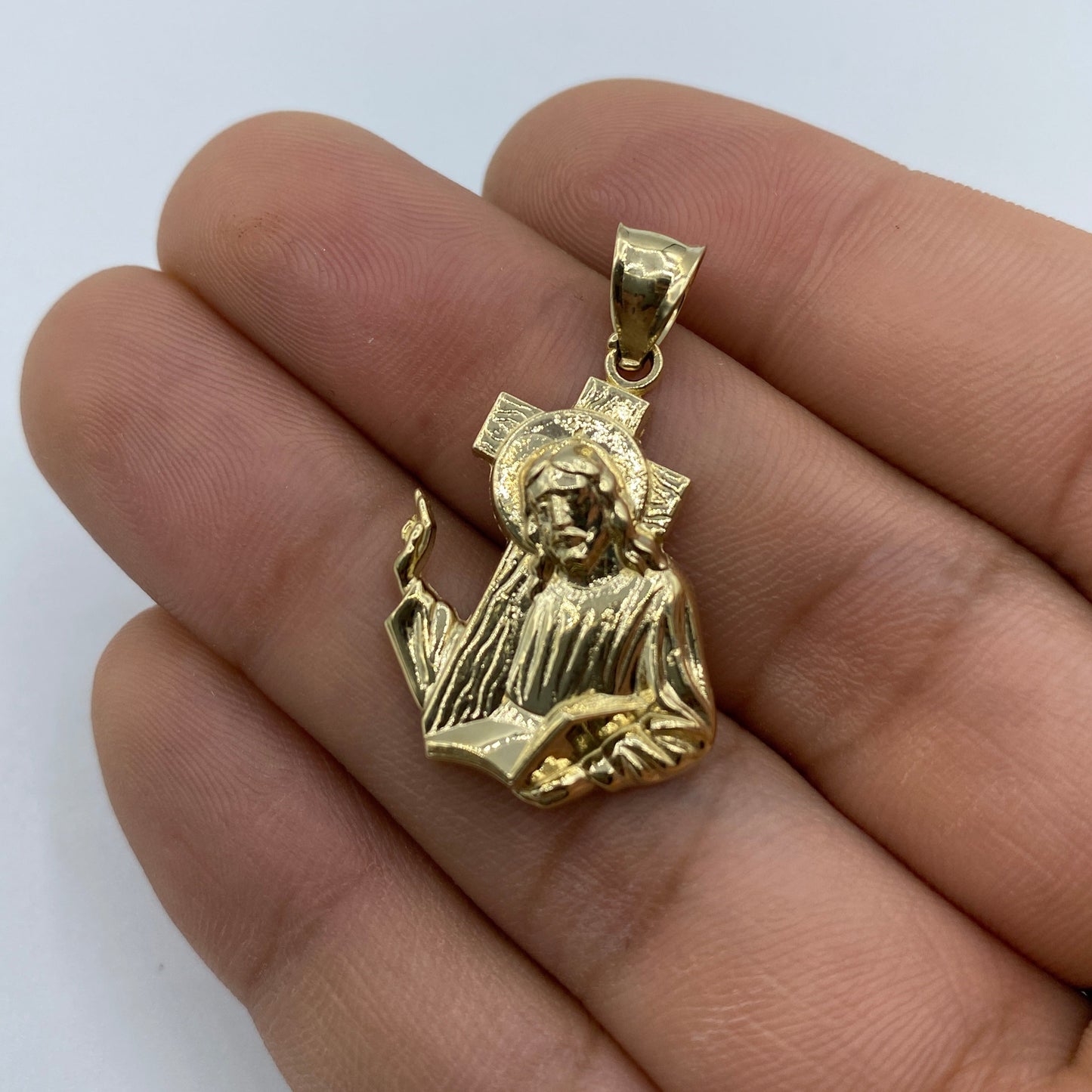 14K Jesus Carrying Cross Pendant 1.25"