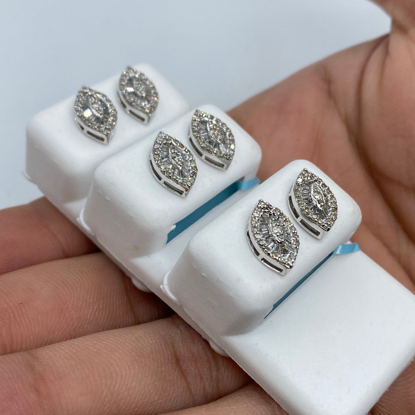 14K Eye Diamond Baguette Earrings