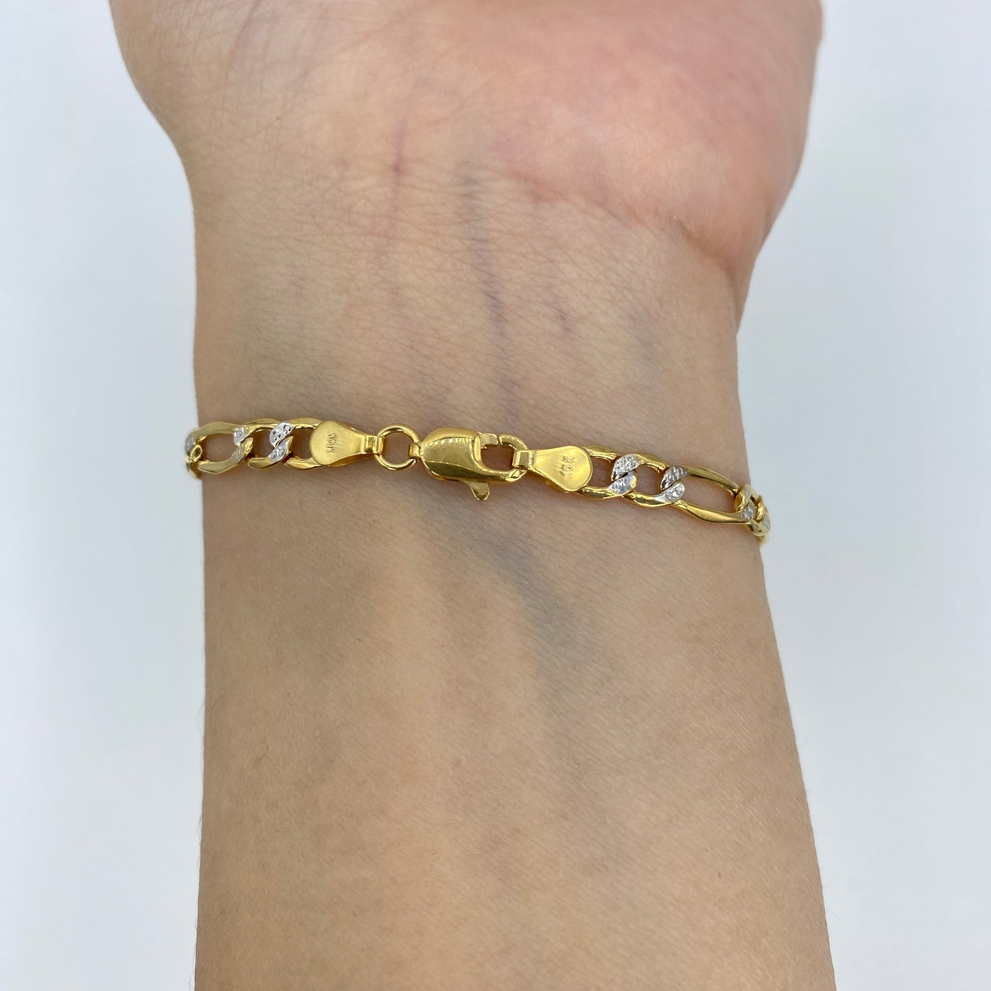 10K Two-Tone Figaro Link Anklet