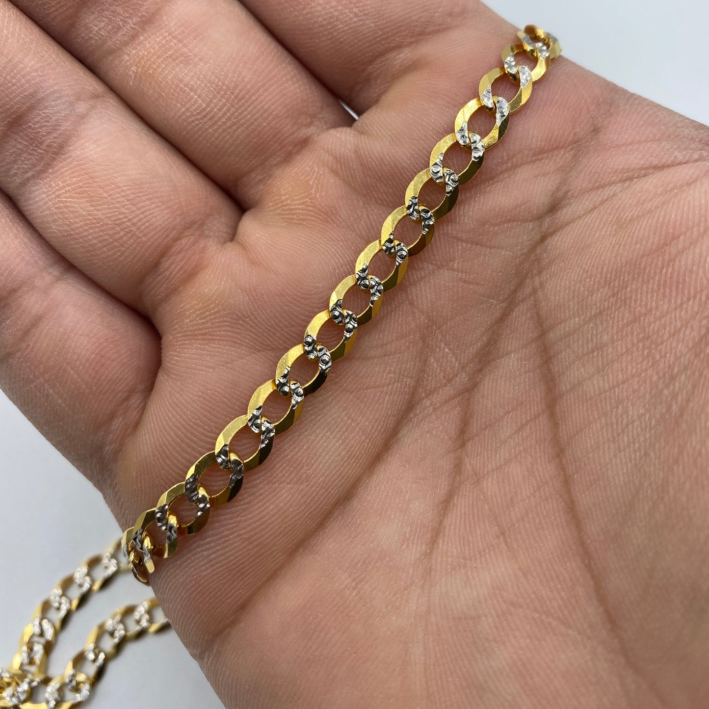 14K 6MM Two-Tone Flat Cuban Link Chain 20"