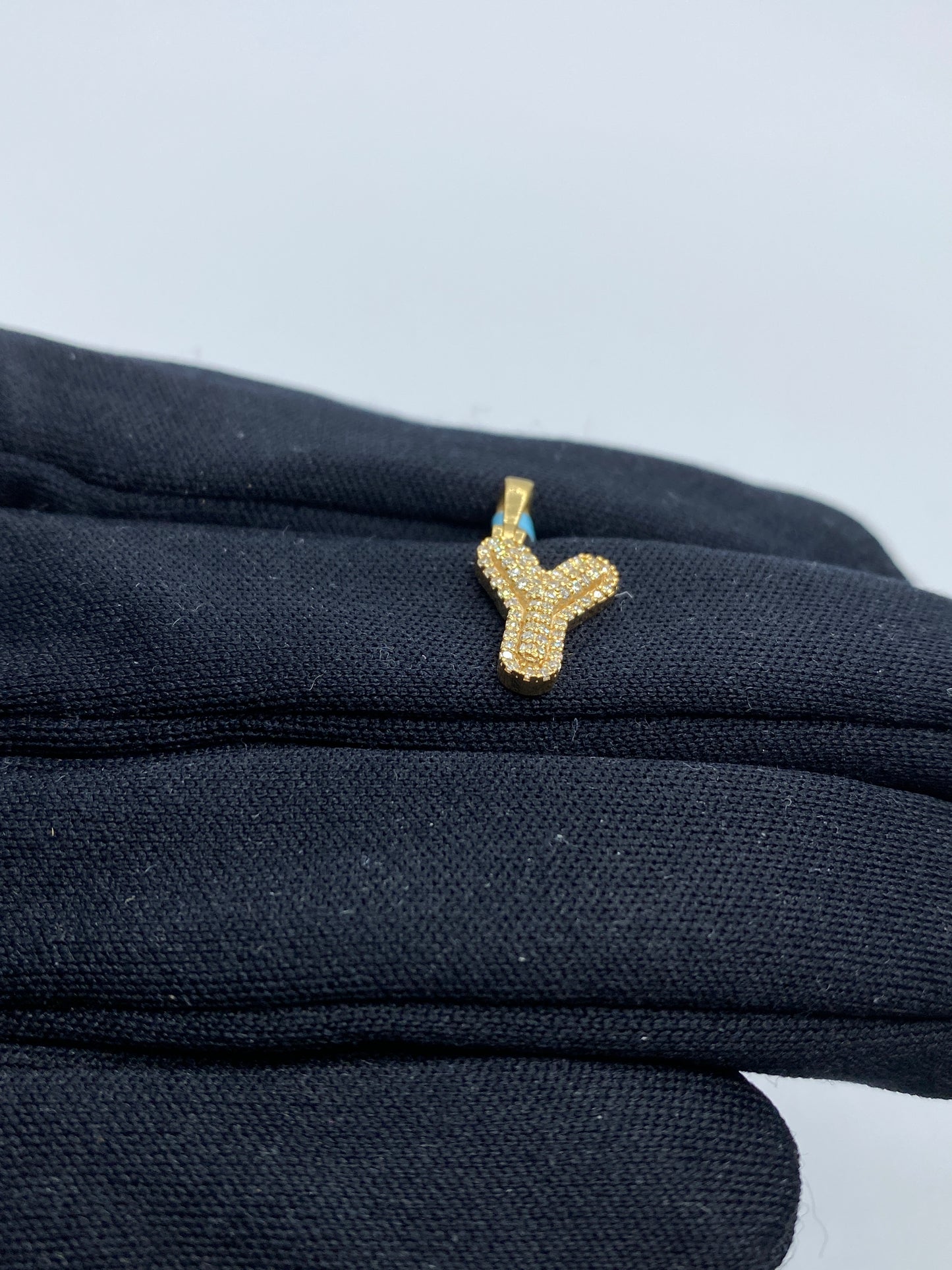 14k Initial Y Bubble Pendant