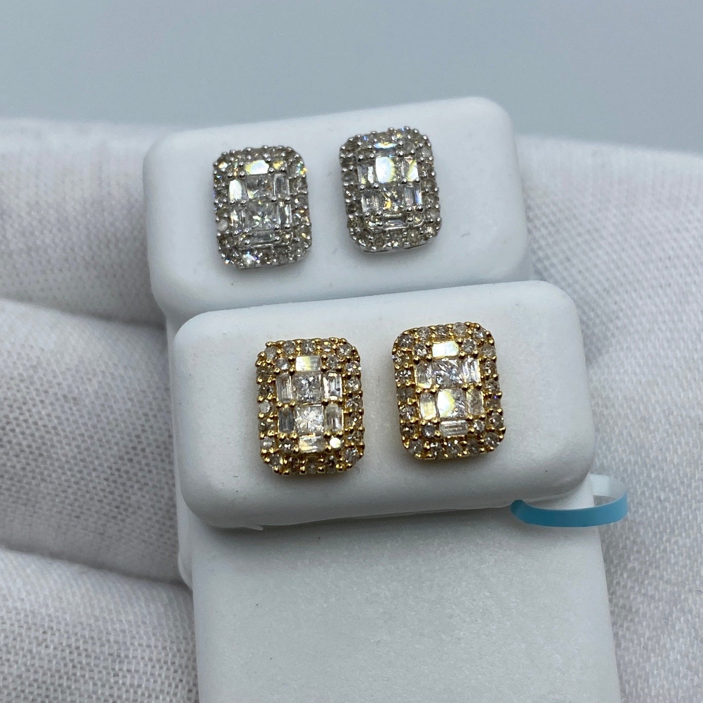 14K Elias Rectangle Diamond Baguette Earrings