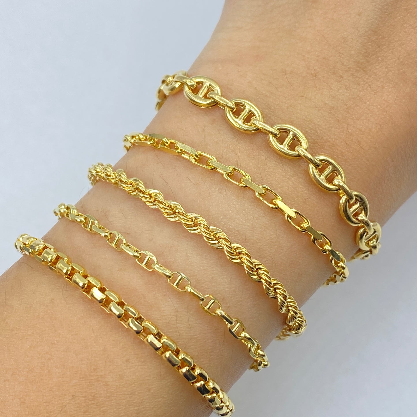 14K 5.5MM Puff Mariner Link Bracelet 8"