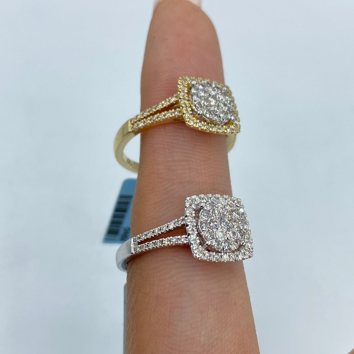 14K Circle Square Halo Diamond Ring