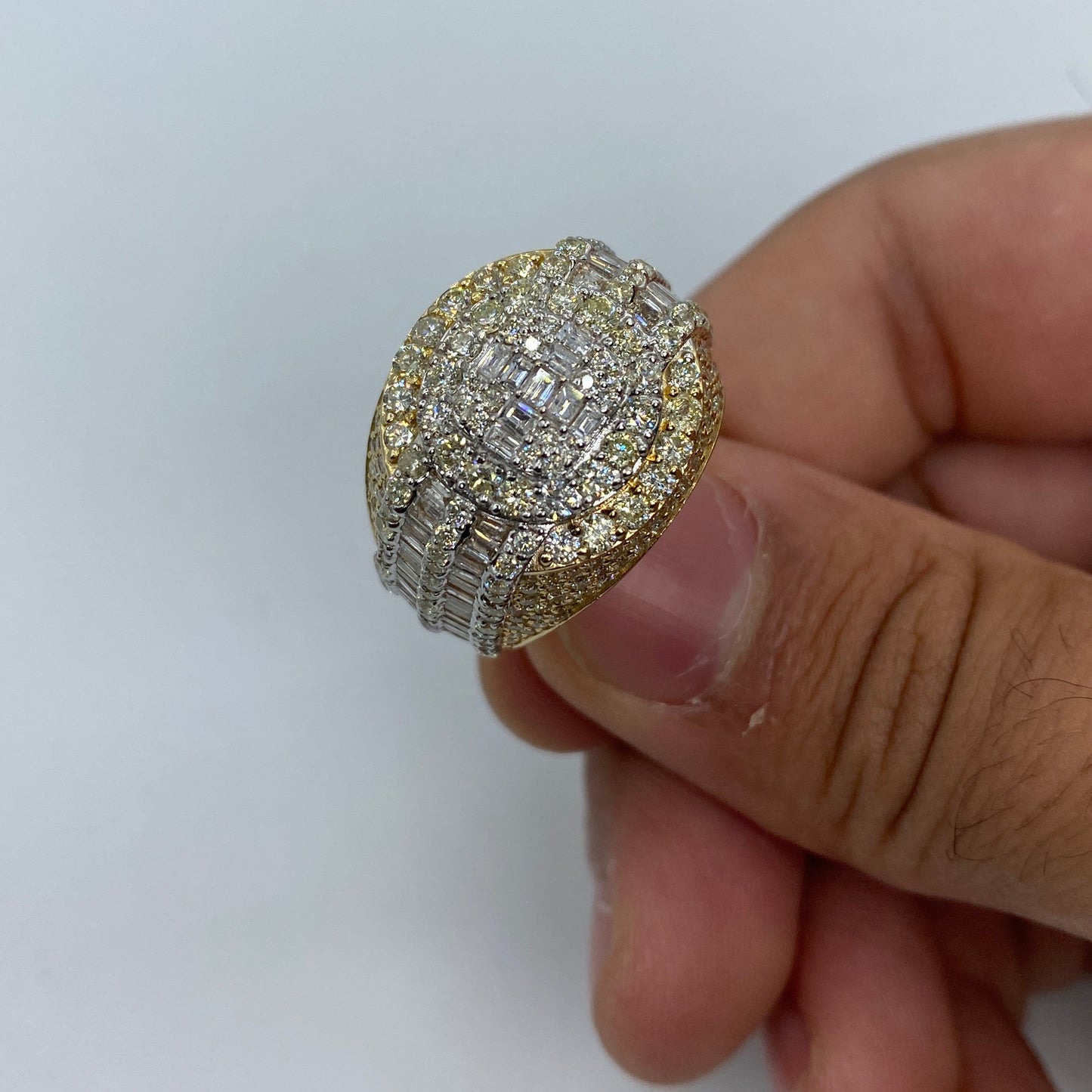 14K Circle Castle Diamond Baguette Ring