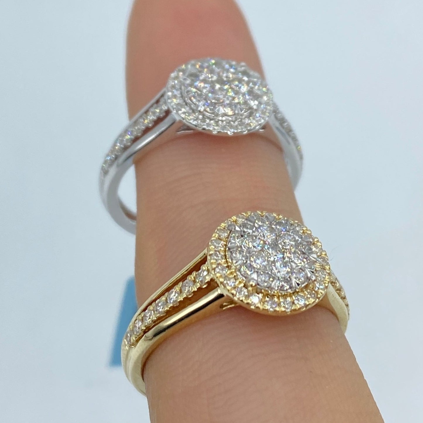 14K Circle Halo Diamond Ring