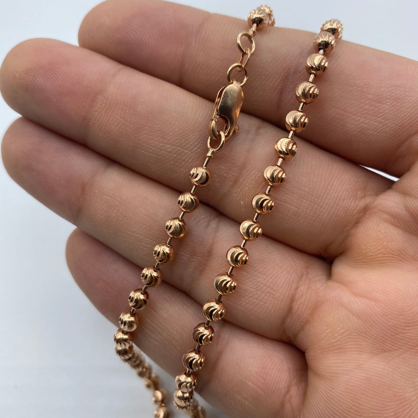 14K Rose Gold 4.2MM Moon Cut Chain 16-22"