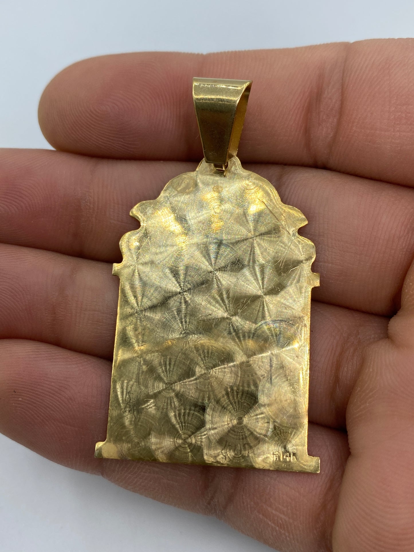 14K Saint Barbara Medallion Pendant 2.0"