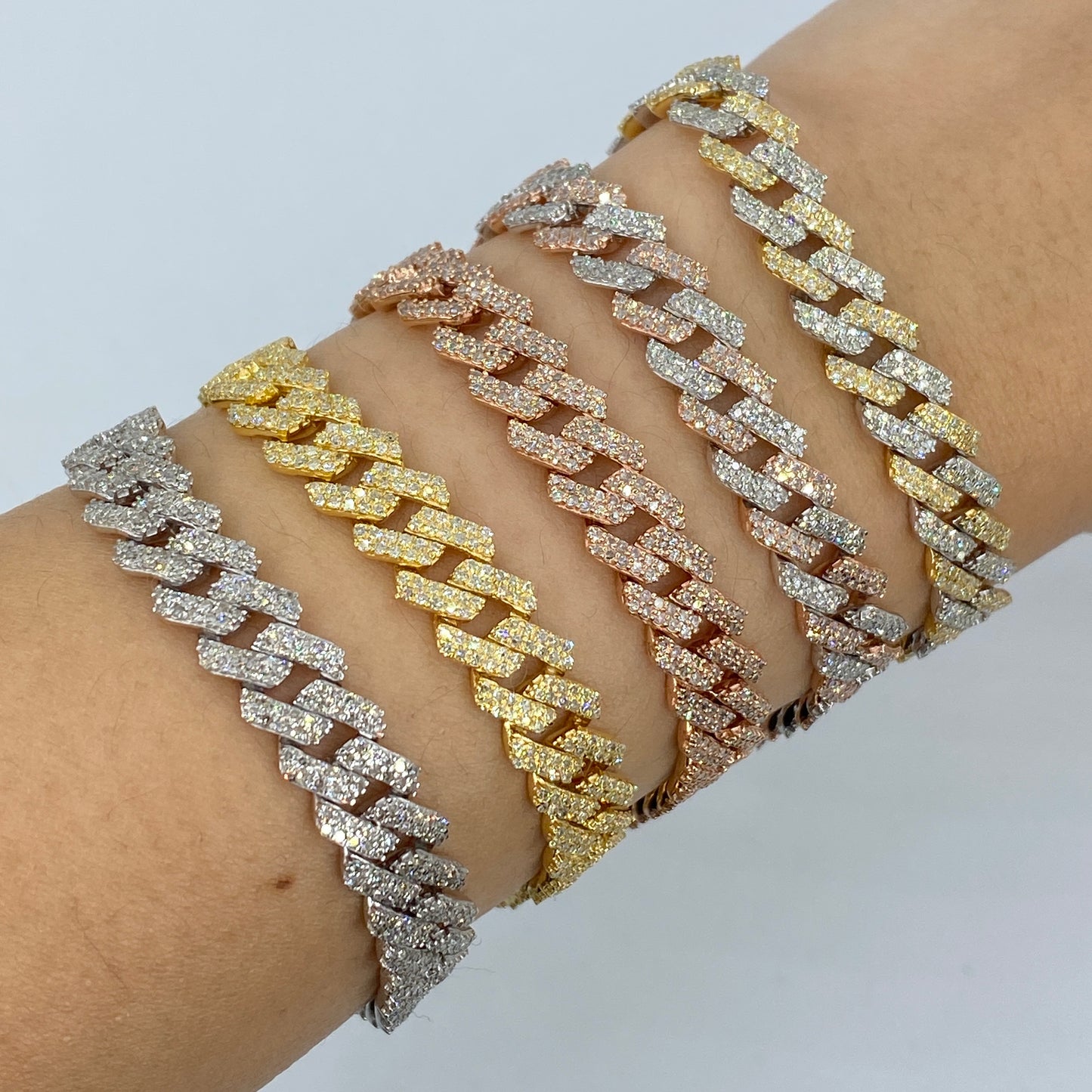 10K 8MM Cuban Link Diamond Bracelet 7.5"