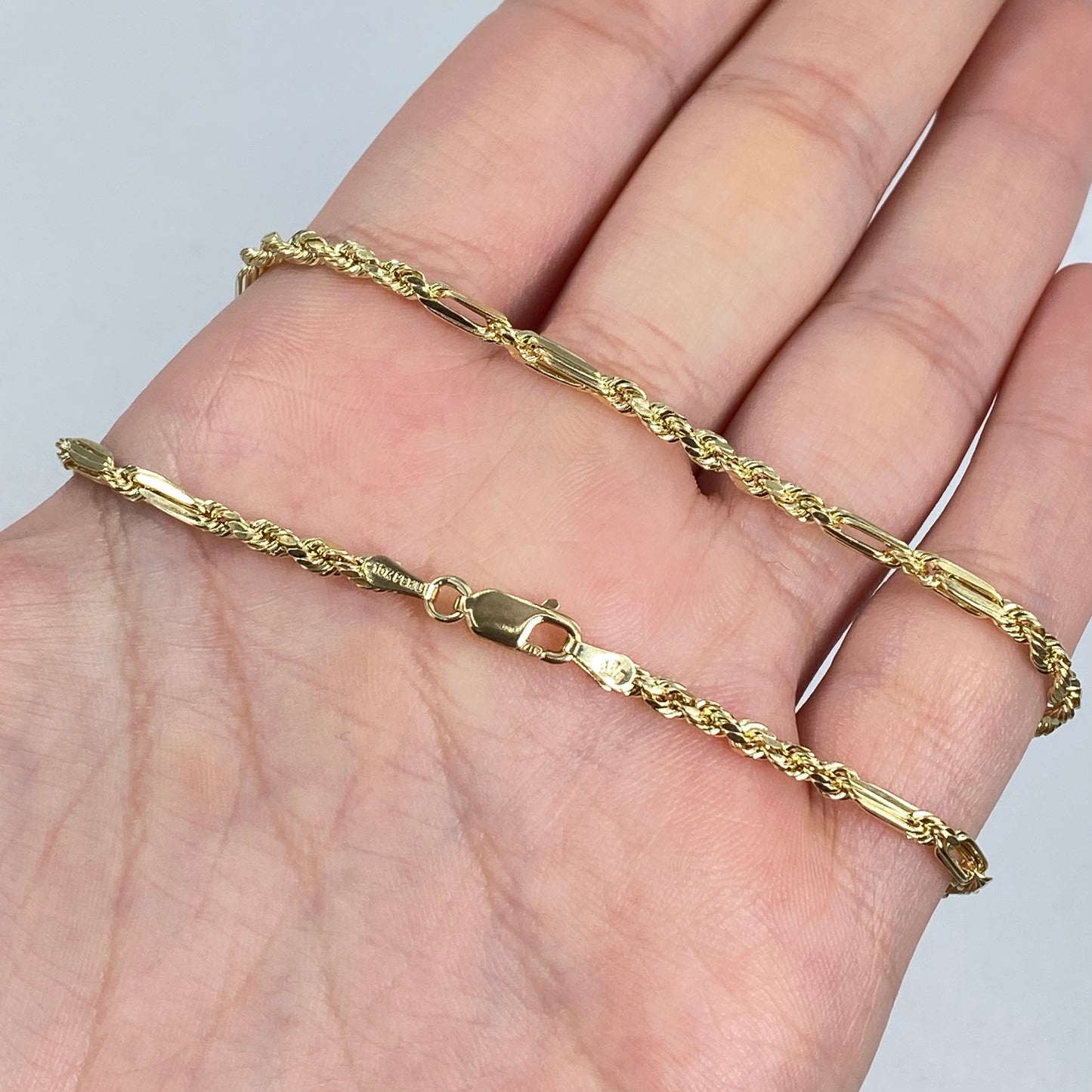 10K 3MM Milano Rope Link Chain 18"