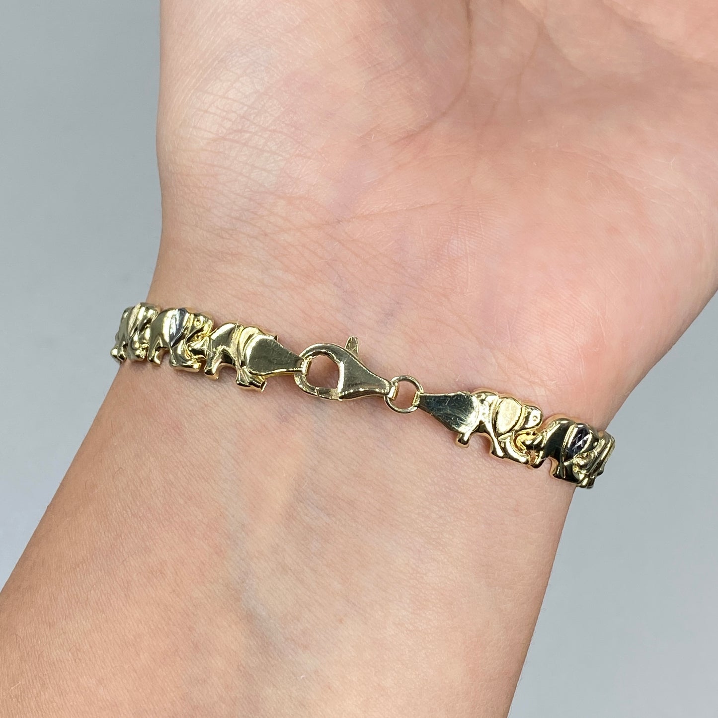 10K Elephant Link Bracelet 7.5"