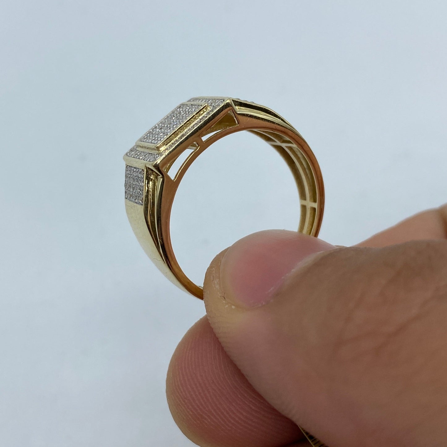 10K 3D Square Diamond Ring