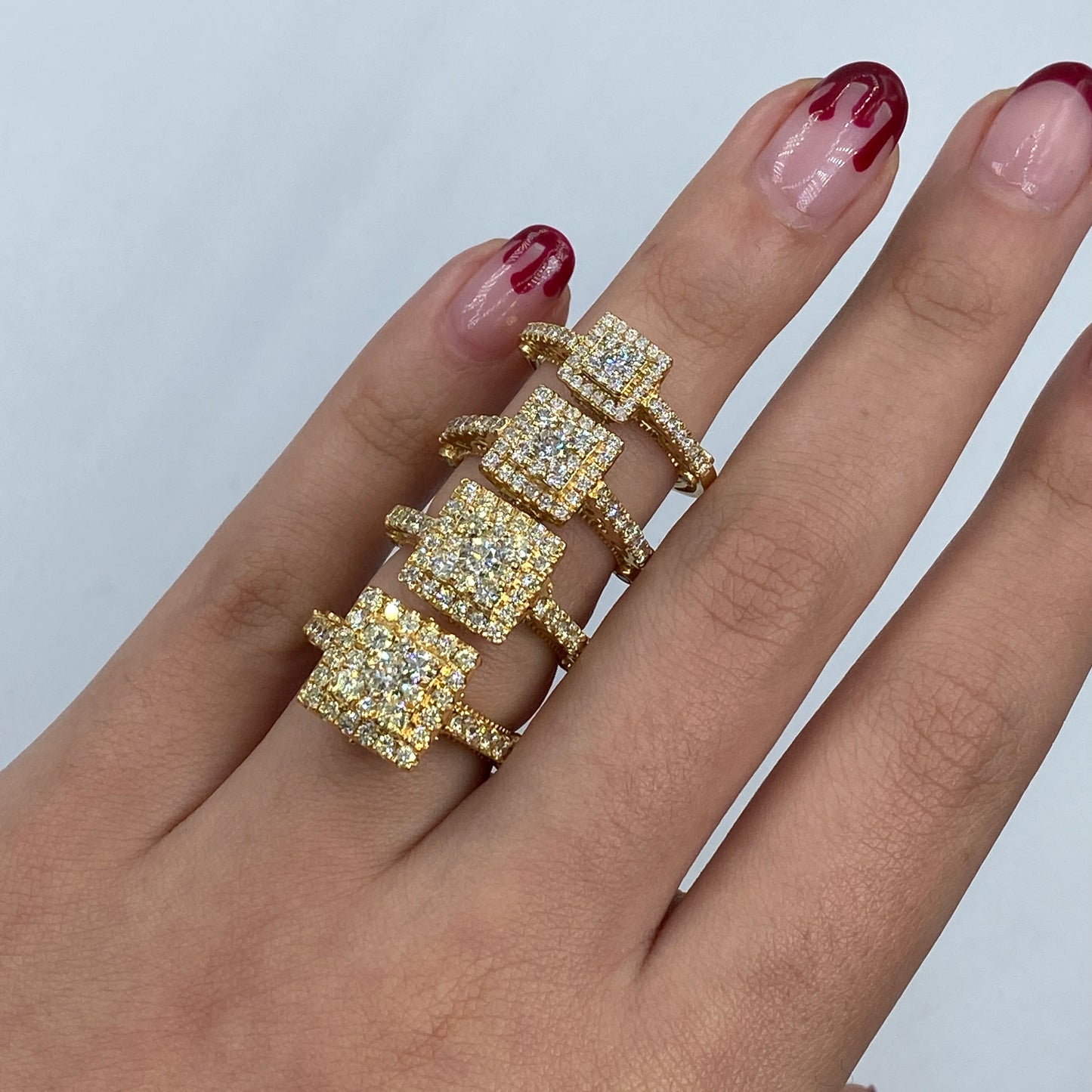 14K Square Diamond Engagement Ring
