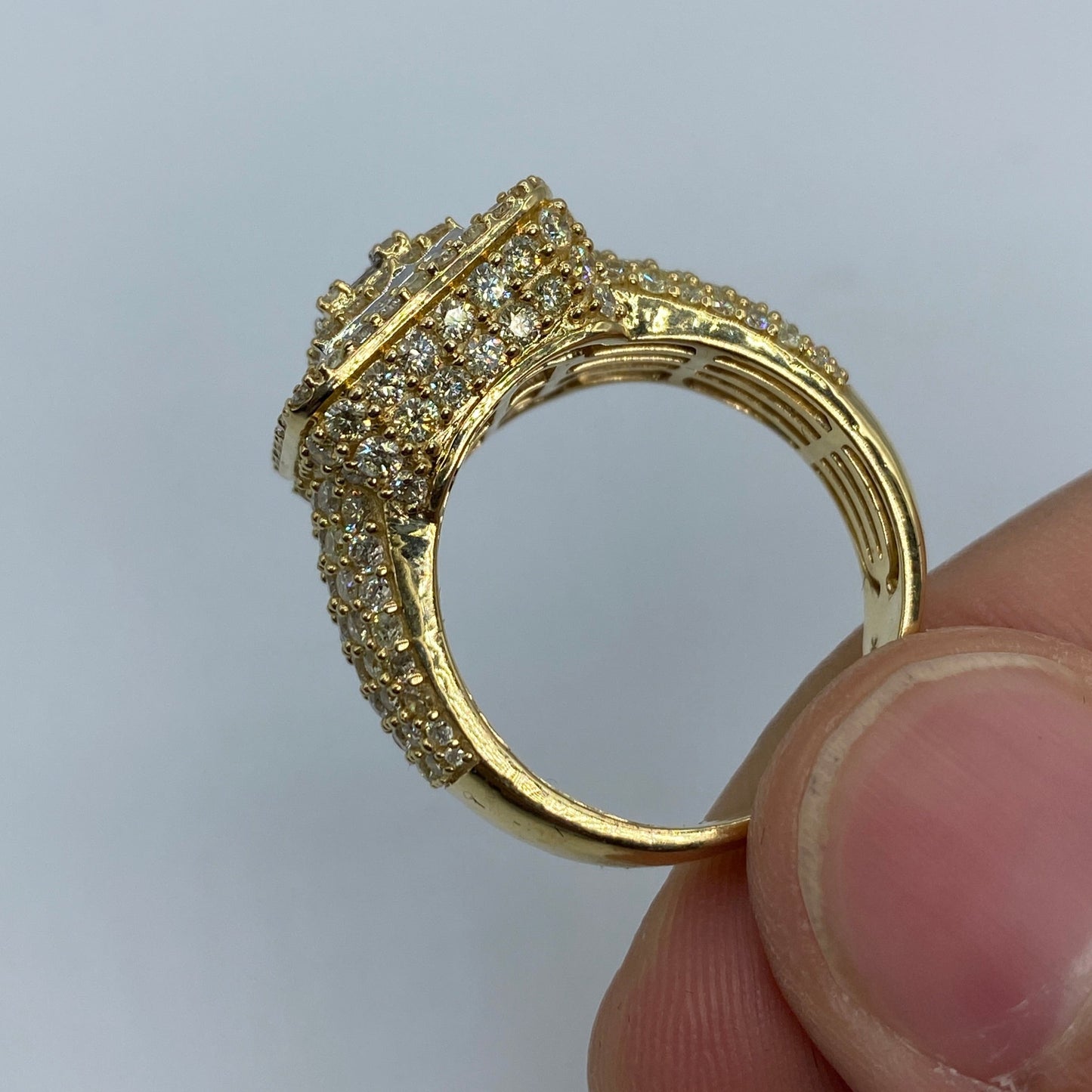 14K Square Diamond Baguette Ring