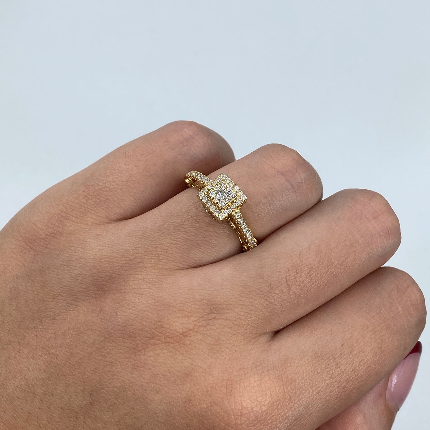 14K Square Diamond Engagement Ring